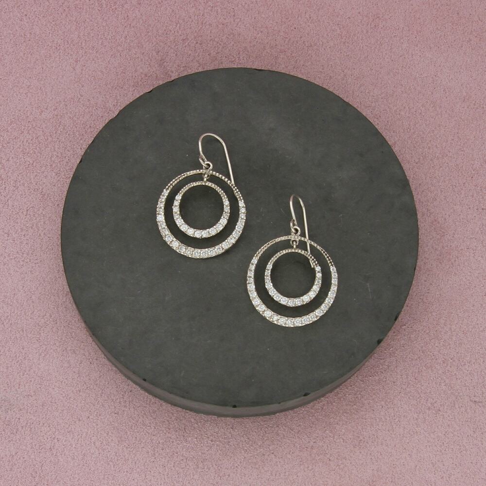 sterling silver cz cascading rings dangle earrings